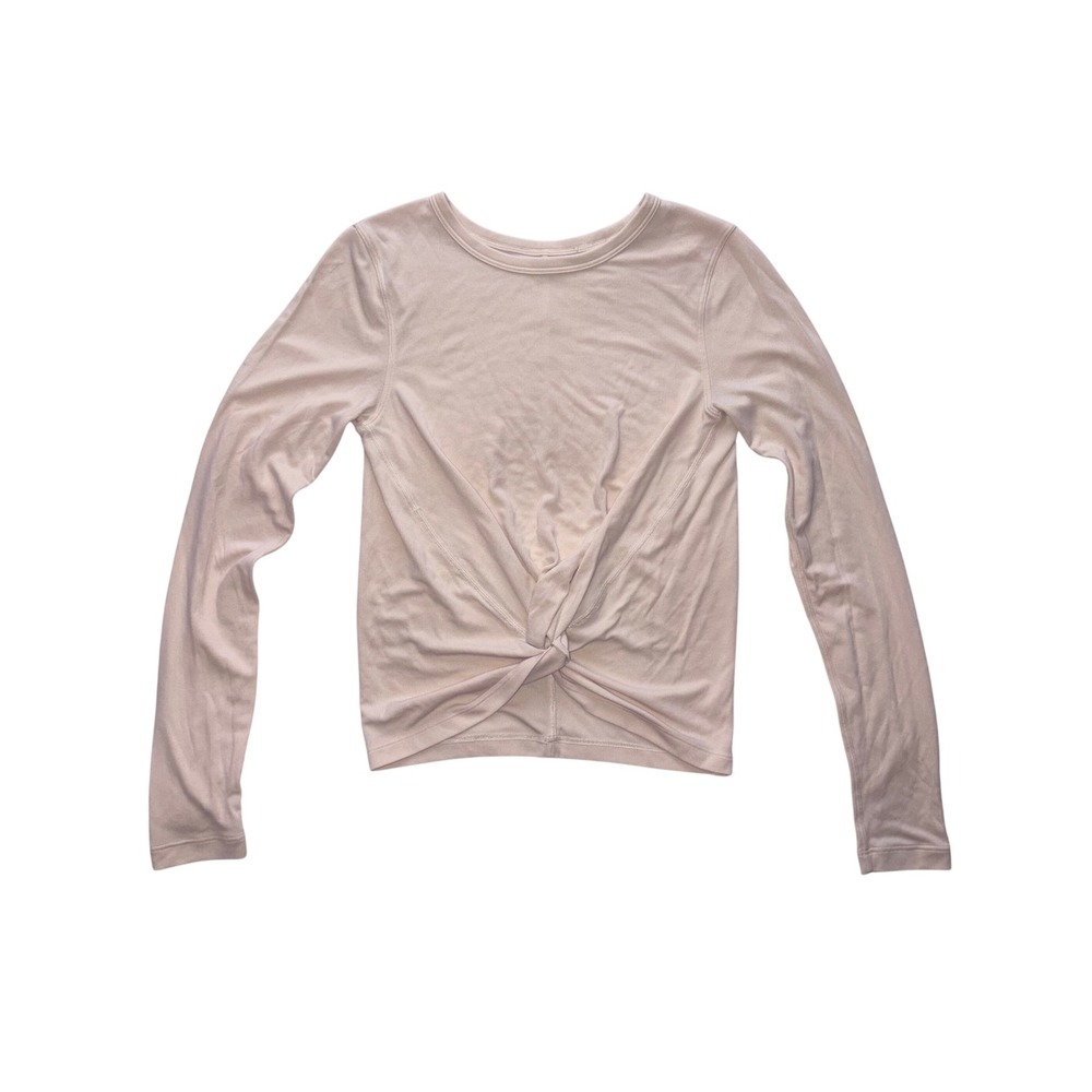 LULULEMON Crescent Long Sleeve Women 8 Pink Cupro Rib Twist Front W3CHNS